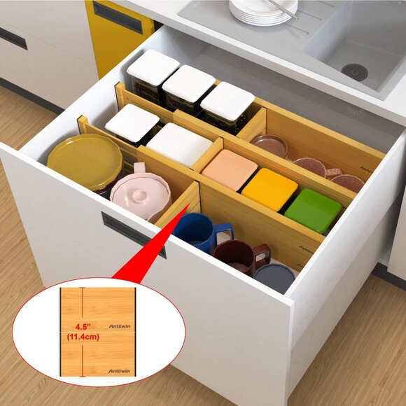 Elegant Bamboo Drawer Dividers - Adjustable 17-22'' Organizers for Tidy Spaces - Picture 9 of 9